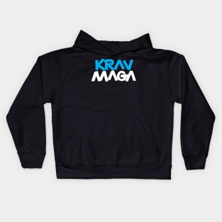 Krav Maga Blue Blocky Letters Kids Hoodie